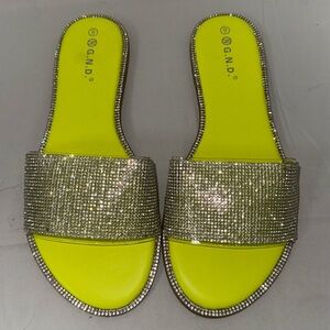 YELLOW RHINESTONE SLIDES